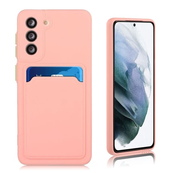 Kortholder cover til Samsung Galaxy S21 FE - Pink Pink