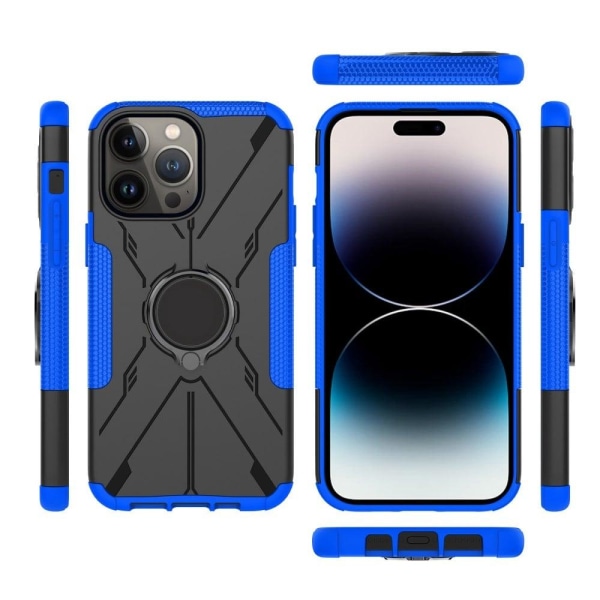 Kickstand cover with magnetic sheet for iPhone 14 Pro - Blue Blå