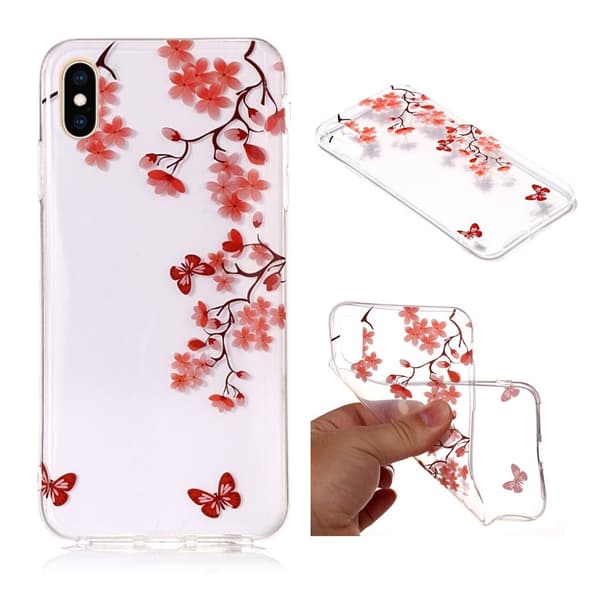 Etui til iPhone Xs Max med mønsterprint - Lyserød Blomst Og Sommerfugl Multicolor