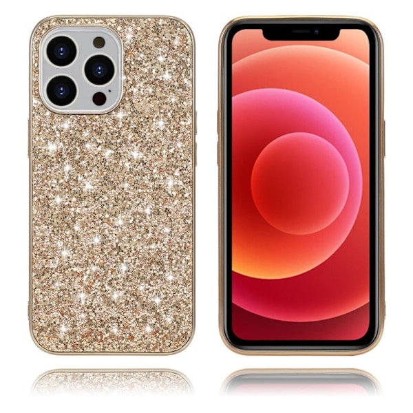 Glitter iPhone 13 Pro skal - Guld Guld