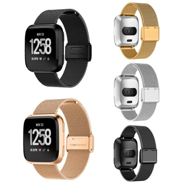Fitbit Versa klokkereim av rustfritt stål i luksus milanese stil - svart Black