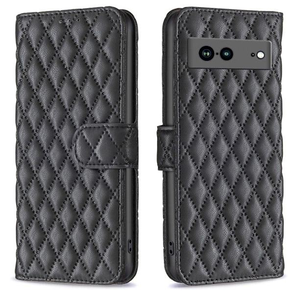 Rhombus mat Google Pixel 7a flip etui - Sort Black