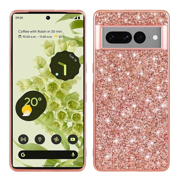 Glitter Google Pixel 7 Pro Etui - Rose Gull Pink