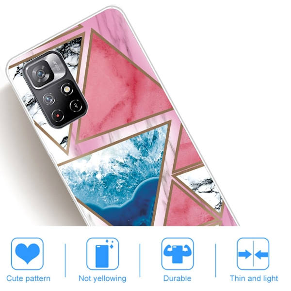 Marble Xiaomi Redmi Note 11 Pro Plus 5G Etui - Hvid / Blå / Rose Trekant Multicolor