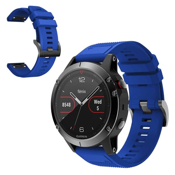 Garmin Fenix 5 durable silicone watch band - Dark Blue Blå