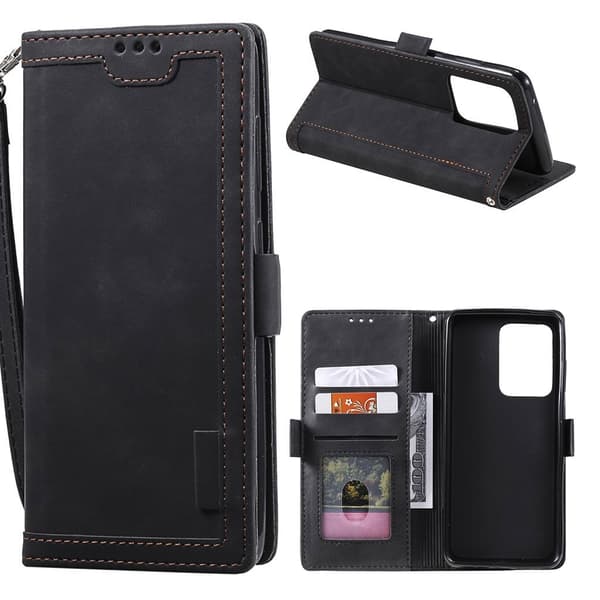 Surburbian Samsung Galaxy Note 20 Plus flip-etui i lær - Svart Black
