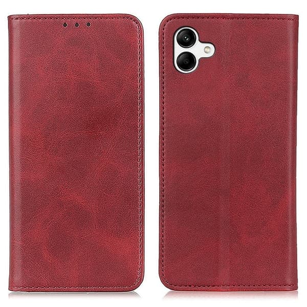 Flip Etui med Pung i Ægte Læder til Samsung Galaxy A04e - Rød Red