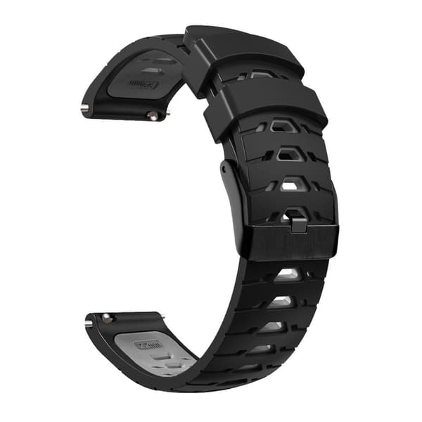 20mm Universal kaksivärinen silikoni ranneke - Musta / Harmaa Black