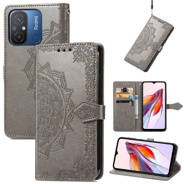 Mandala Xiaomi Redmi 12C / 11a Flip Etui - Grå Silver grey
