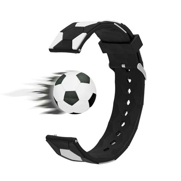 20 mm universalarmband för fotbollsklocka i silikon - Svart / Vit multifärg
