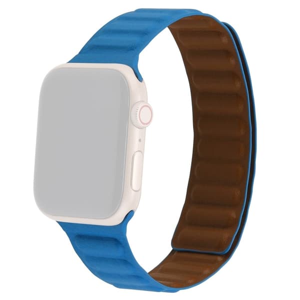 Apple Watch Series 8 (41mm) urrem i ægte læder - Krysantemum Orkidé Blue