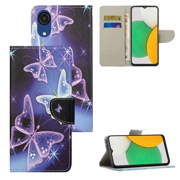 Wonderland Samsung Galaxy A03 Core Flippetui - Sparkling Sommerfugler Purple