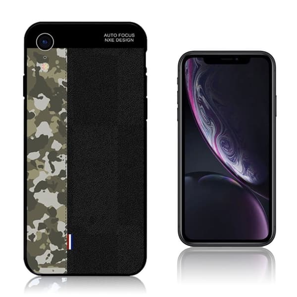 NXE iPhone Xr kamouflagemönstrat splicingfodral - Armégrönt Kamouflage / Svart multifärg