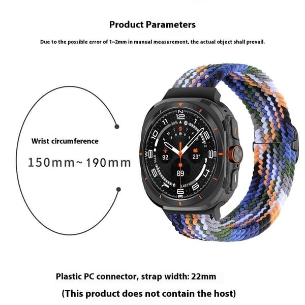Samsung Galaxy Watch Ultra 47mm flätat klockarmband justerbart nylon ersättningsarmband - Regnbåge / Regnbåge multifärg