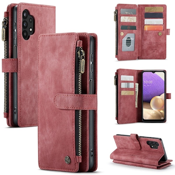 CaseMe Samsung Galaxy M32 5G / Samsung Galaxy A32 5G etui med lynlås og pung - Rød Red