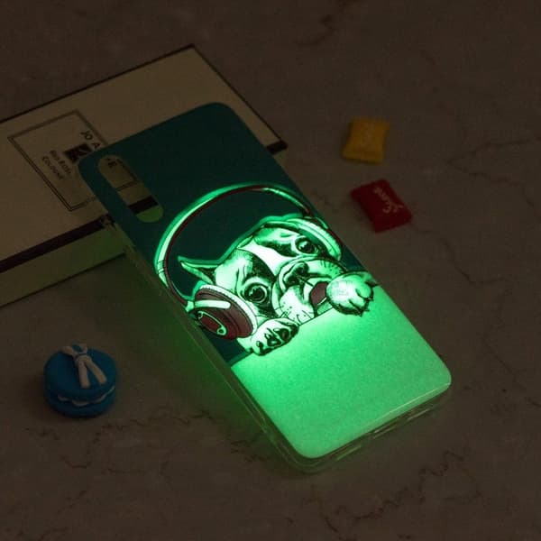 IPhone 9 mobilskal silikon självlysande tryckmönster - Hund bär hörlurar multifärg