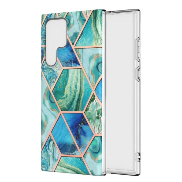 Marble Samsung Galaxy S22 Ultra Etui - Grøn Green