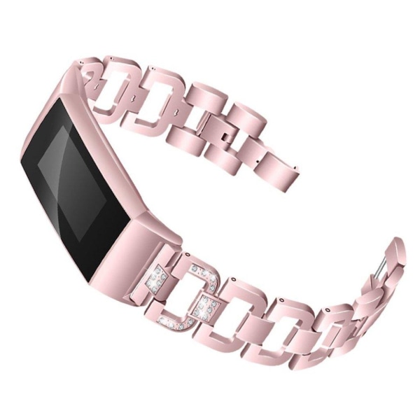 Fitbit Charge 3 D formet rhinstens pyntet urrem - Lyserød Pink