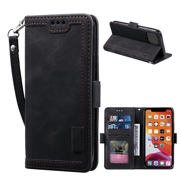 Surburbian iPhone 12 Pro / iPhone 12 læder flip etui - Sort Black