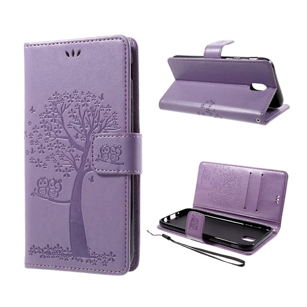 Samsung Galaxy J7 (2017) Kunstnerisk læder etui med tryk - Purple