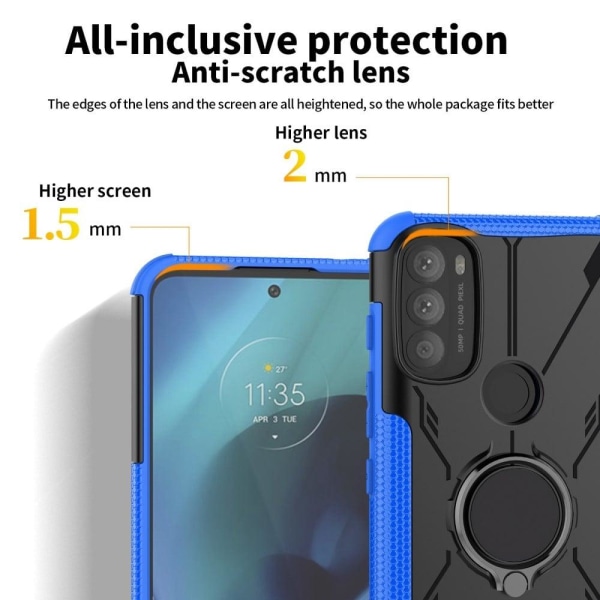 Kickstand-skydd med magnetisk platta för Motorola Moto G71 5G - Röd Röd