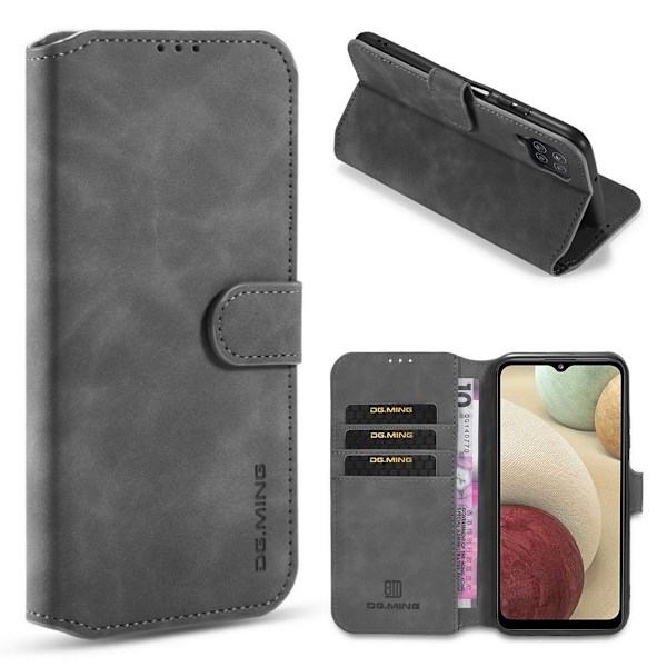 DG.MING Samsung Galaxy A12 5G retro etui - Sølv/Grå Silver grey