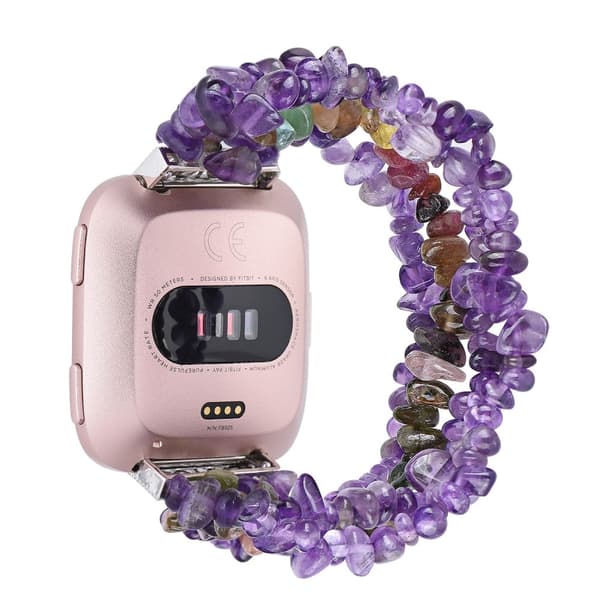 Fitbit Versa 2 / Versa fyra rader klockarmband i natursten - Lila Lila