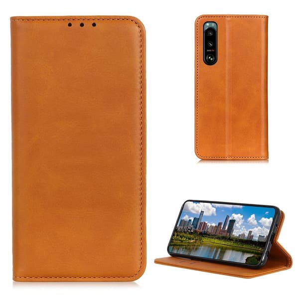 Wallet-style ægte Læder Flipcase til Sony Xperia 5 III - Brun Brown