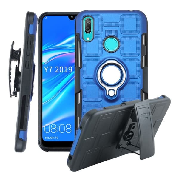 Huawei Y7 2019 geometriskt hybridskal - Ljusblå Blå