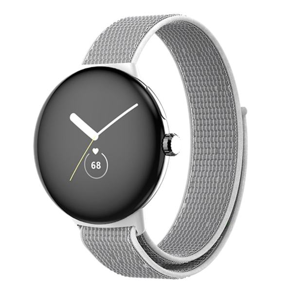 Google Pixel Watch urrem i nylon - Grå Hvid Silver grey