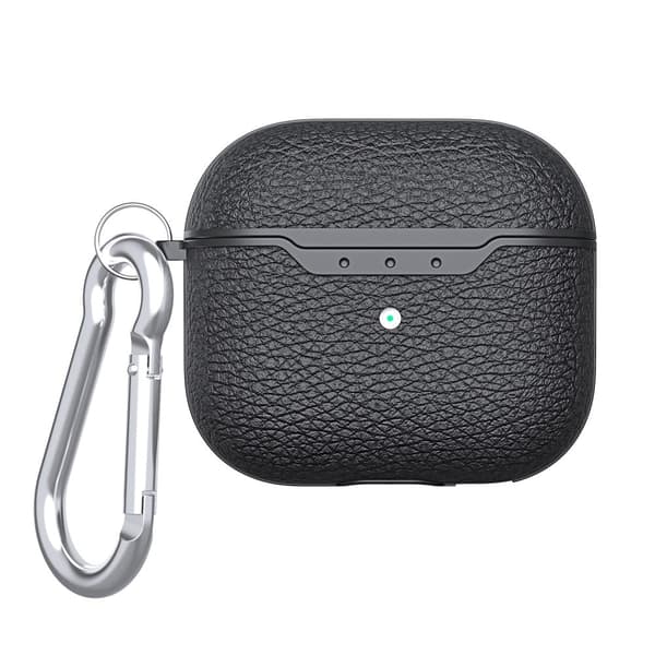 AirPods 3 etui med litchi-tekstur og nøglering - Sort Black
