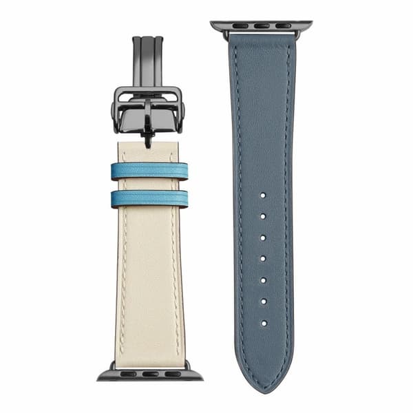 ægte læder sort spænde rem til Apple Watch Series 6 / 5 40mm - Ice blå Blue