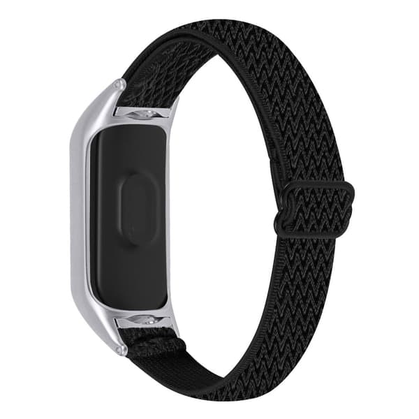 Xiaomi Smart Band 8 elastisk nylonrem med sølvfarvet cover - Sort Black