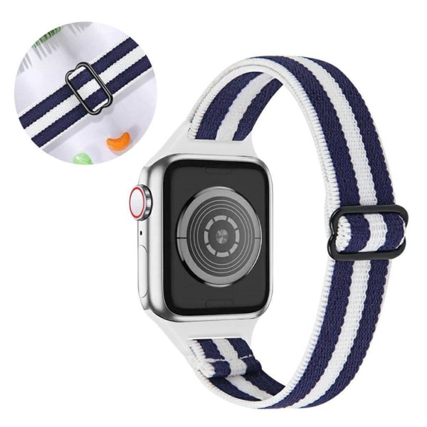 Apple Watch 42mm - 44mm nylonkellohihna - Sininen / Valkoinen Multicolor