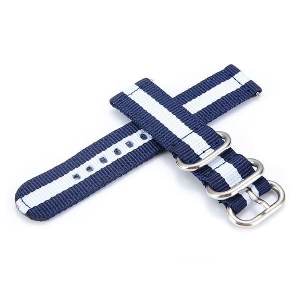 Nylon ranneke TicWatch C2 kellolle - Sininen / Valkoinen / Sininen Blue