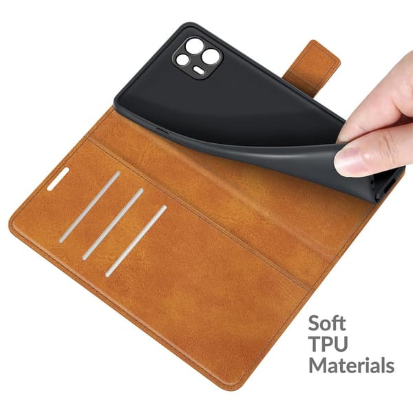 Wallet-style Læder Etui til Motorola Edge 20 Lite - Gul Yellow