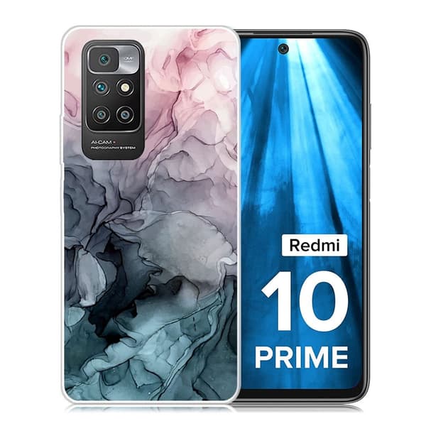 Marble Xiaomi Redmi 10 Prime / Redmi 10 Etui - Rose og Greyish Blåe Skyer Multicolor