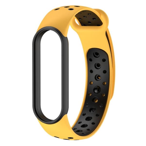 Xiaomi Mi Band 5 bi-farve silikone rem - gul / sort Yellow