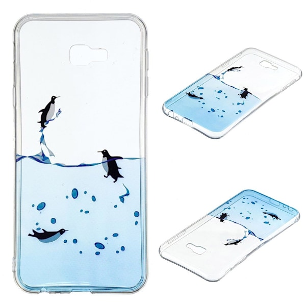 Samsung Galaxy J4 Plus (2018) mønster trykt etui - Kærlige Pingvin Blue