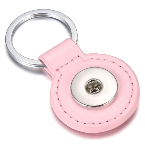 Mini pyöreä nahkainen avaimenperä - Pinkki Pink