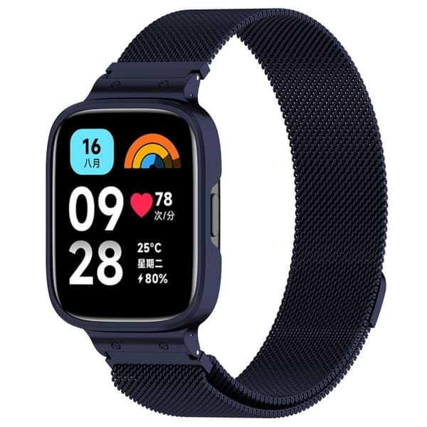 Xiaomi Redmi Watch 3 Active / Lite 3 milanesisk metallrem med deksel - Midnattsblå Blue