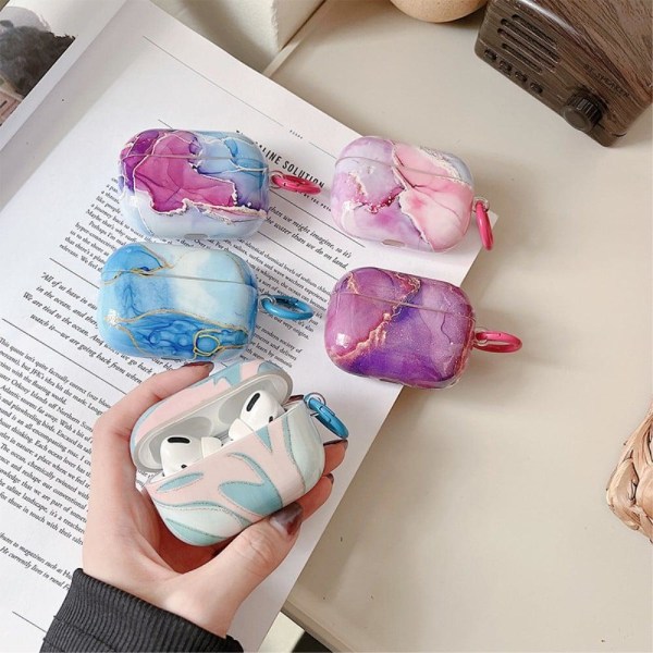 AirPods 3 marble pattern case with buckle - Rose and Blue Rosa