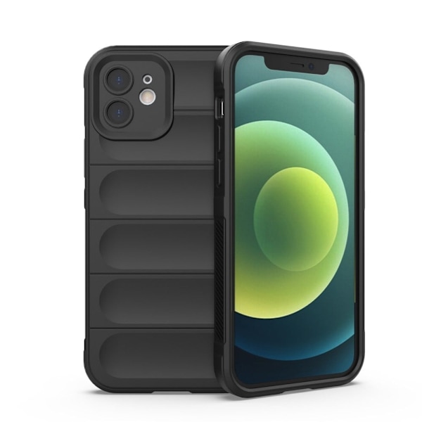 iPhone 12 6,1 tommer Drop Protection Rugged Back Shell Flexible Phone Protector Case - Sort Black