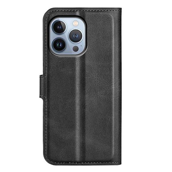 Hållbart konstläder iPhone 14 Pro Max fodral med plånbok - Svart Svart