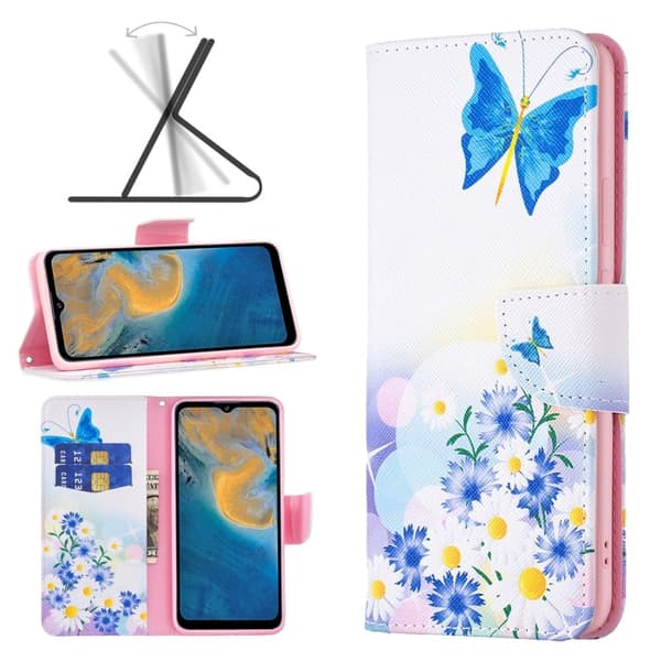 Wonderland ZTE Blade A51 flip-etui - Sommerfugl Og Blomster Multicolor