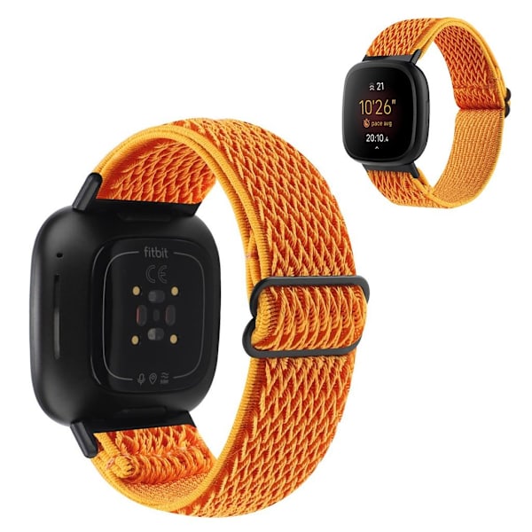 Fitbit Sense / Versa 3 nylon wave pattern watch strap - Orange Orange