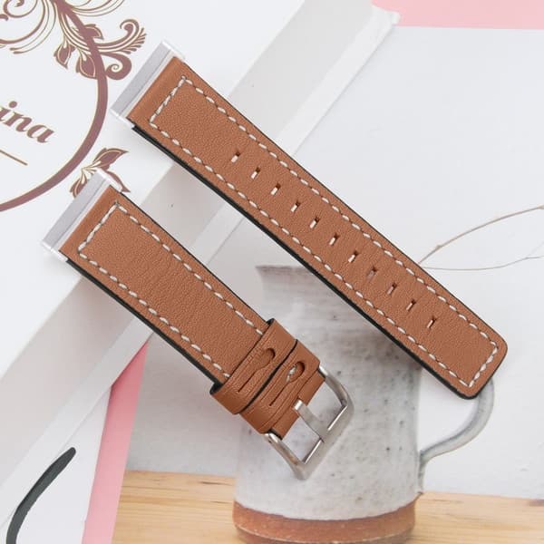 Fitbit Sense / Versa 3 kudonta aitoa nahkaa kellon nauha - Ruskea Brown