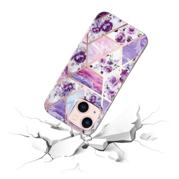 Marmormotiv iPhone 14 skal - Lila Blomma Lila