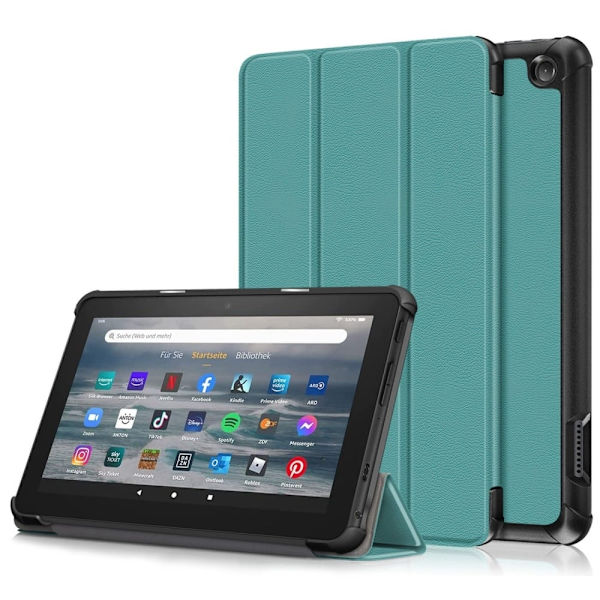 Tri-fold läderfodral för Amazon Fire 7 (2022) - Grön Grön
