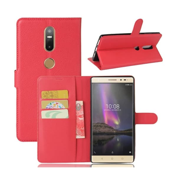 Lenovo Phab 2 Plus Lommebok Lær Flip Etui - Rød Red